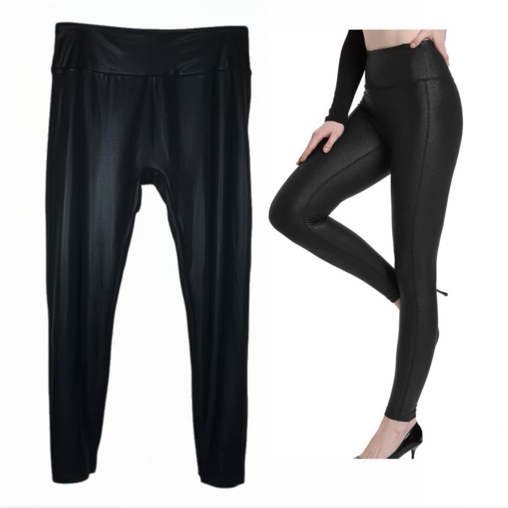 Hartpor Women’s Black Faux Leather Leggings